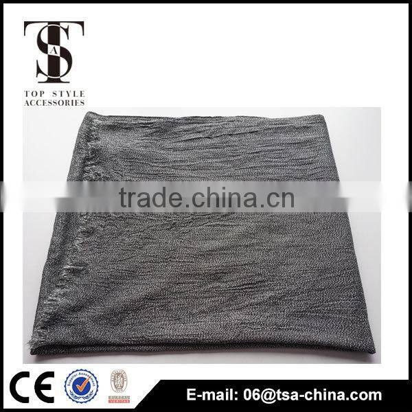 2016 women fashion hot warm black metallic solid color viscose scarf