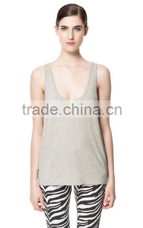 wholesale fashion 100% cotton Women Jersey Loose Tank Top