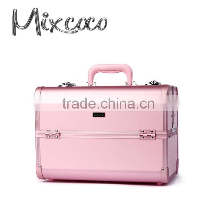2016 Newest aluminum makeup box for cosmetic packaging,cosmetics box with mirror inside