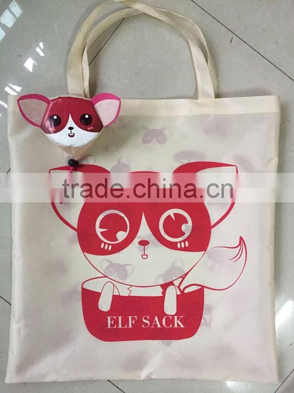 Novelty shopping bag Cute animals folded ripstop tote bag, foldable nylon eco bag