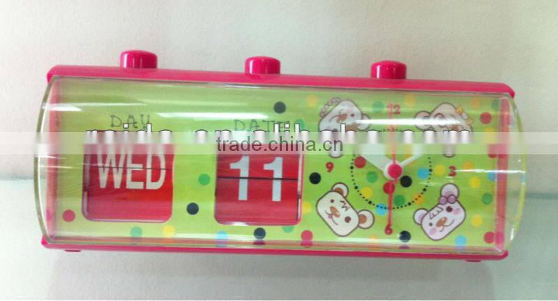 2013 new products platic desk/table alarm clock with calendar for promotion