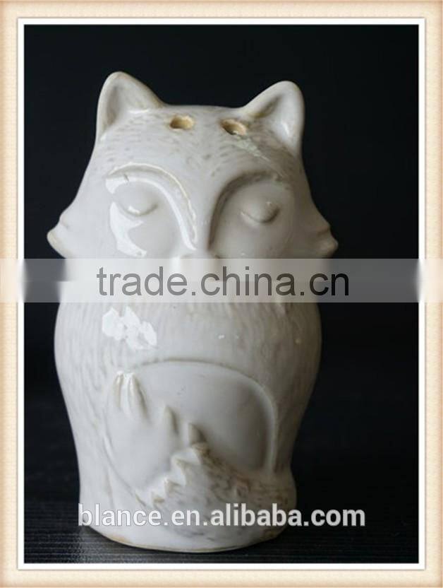 ceramic 3d fox white salt and pepper containers