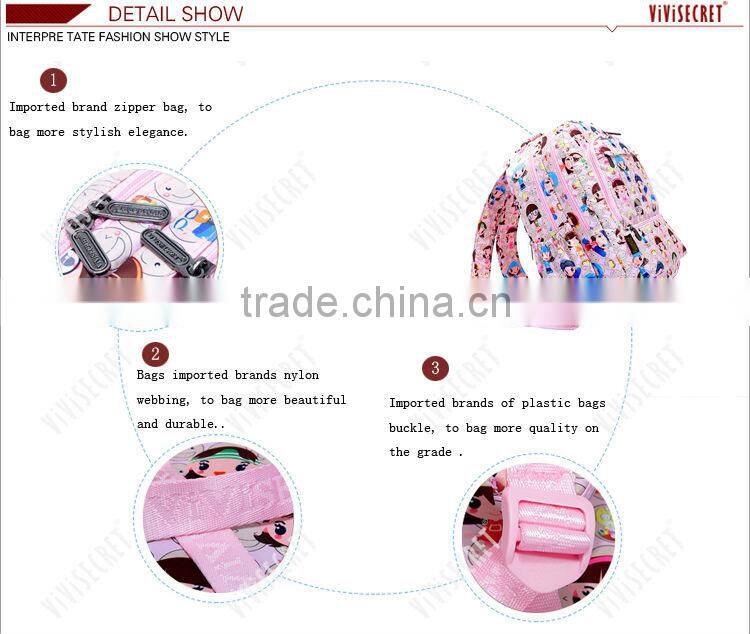 Manufacturers polyester waterproof pink cartoon school fantasy backpacks from china