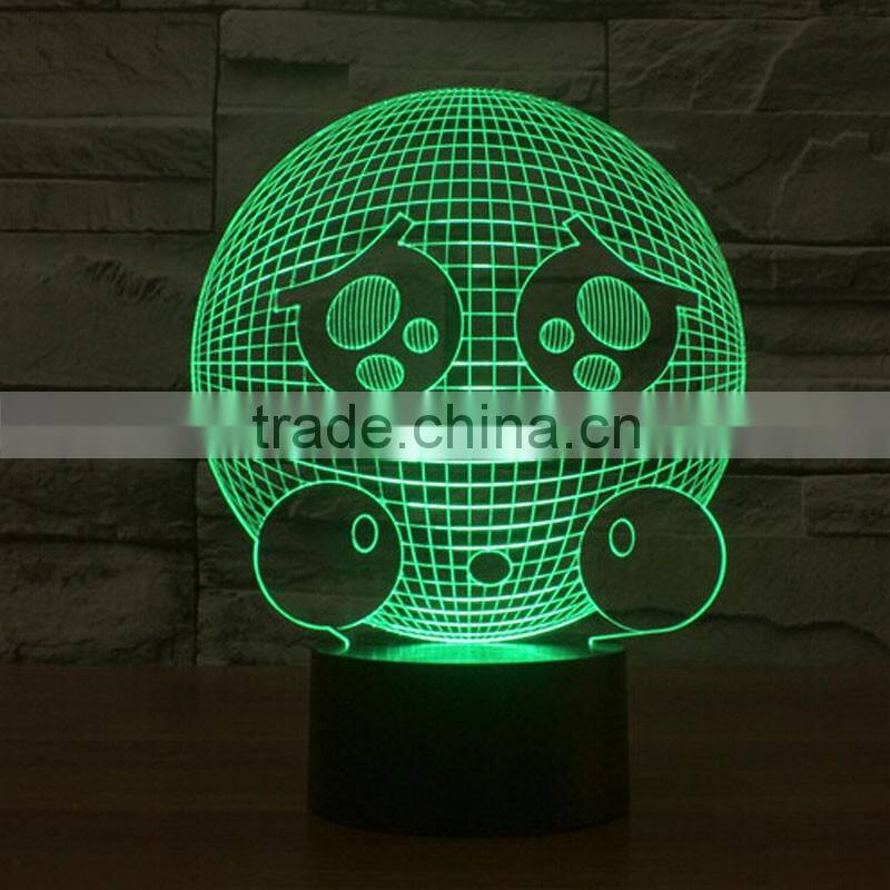 Acrylic 3D QQ Sad Expression LED Night Light Creative Stereoscopic 7 Colors Flashing Touch LED Bedside Lamp Christams Gift Light