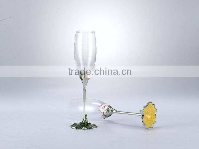 pewter design enamel color craft champagne glass