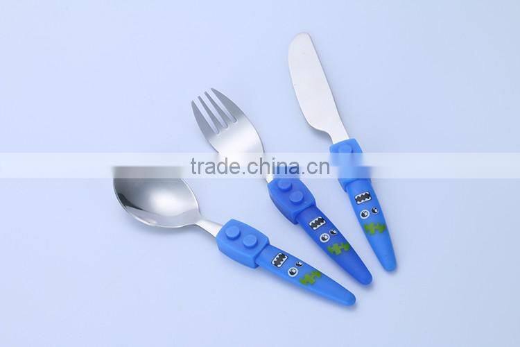 Adorable children's cartoon fork knife and spoon , china cutlery set