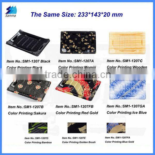 SM1-1103JY-B Disposable Plastic Take Away Printed Sushi Tray For Food Packaging