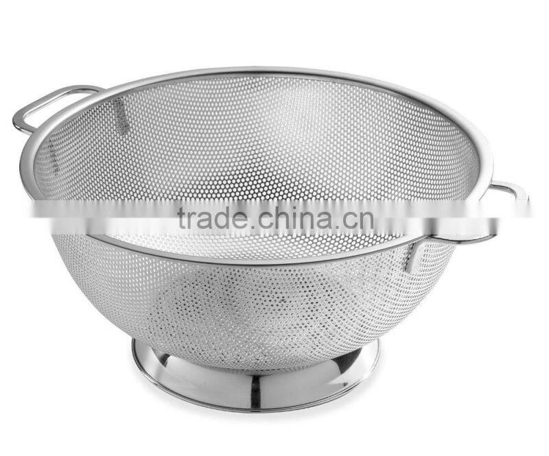 stainless steel rice colander with handle