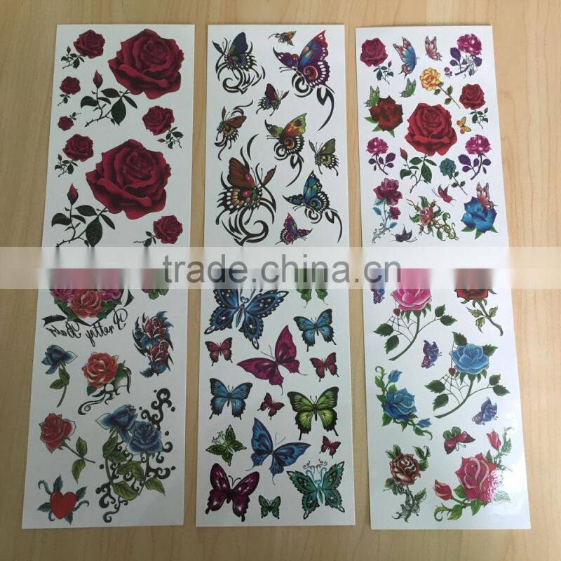 Safety Easily Use and Peel Away CMYK Butterfly Temporary Face Mask Tattoo Stickers for Make up