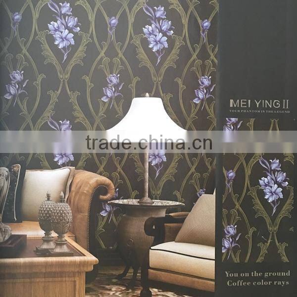 deep embossed home decor vinly wallpaper with beautiful European flowers