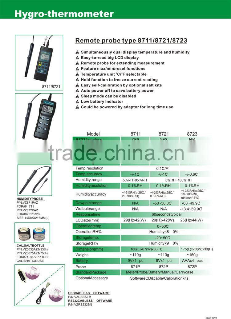AZ 8723 Indoor Hygrometer 0%~100%RH Humidity Gauge Remote Probe Thermo Hygrometer Digital Display