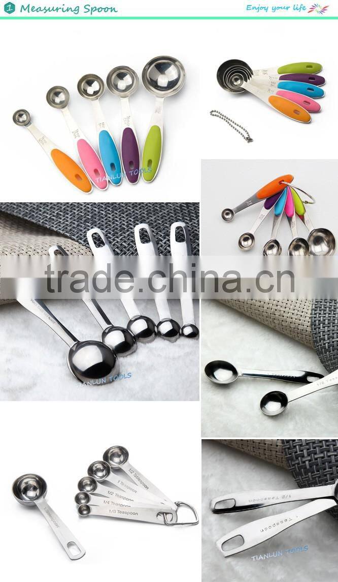 Factory Stainless Steel Measuring Spoon With Colorful Handle,Premium Stackable Measuring Cup/Spoon Sets for home cooking/baking