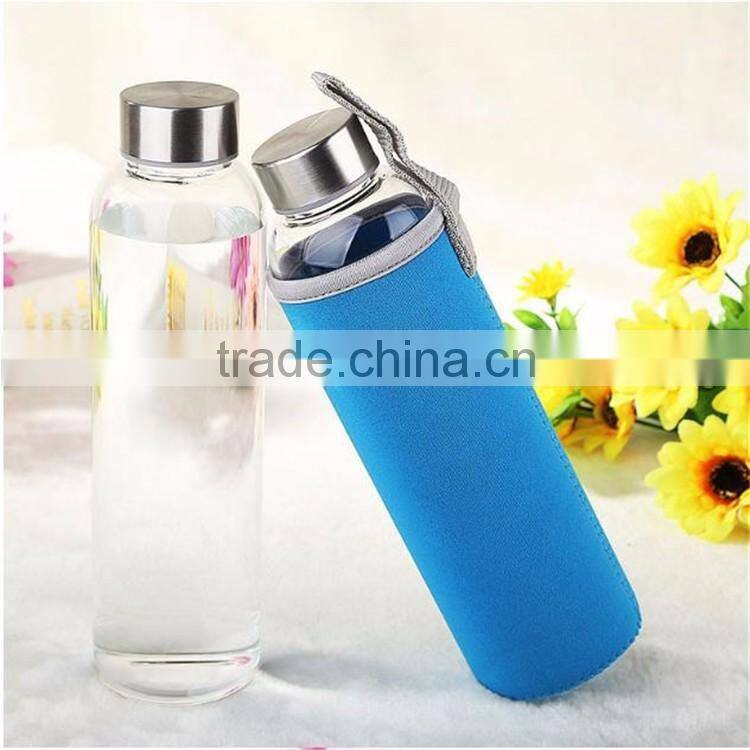 Top Level Quality Stylish Environmental Borosilicate Glass Water Bottle with Colorful Sleeve 280ml/360ml/550ml