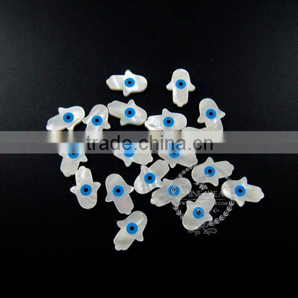 20*15mm blue white mother of pearl shell Turkish evil eye hamsa hand beads loose bead for DIY earring, ring DIY findings 3000043