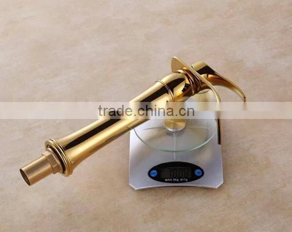 kaiping supplier gold plated bathroom faucet , gold waterfall basin tap