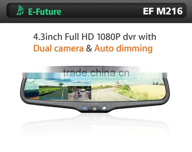 rearview mirror dual camera car dvr, 1080p, g-sensor,car camera dvr