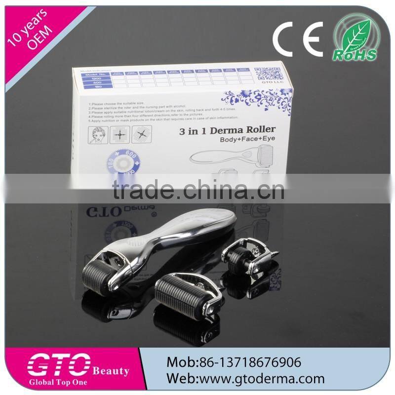 GTO Skin Care Medical Grade 3 in 1 Derma Roller 0.5mm with Factory Low Price