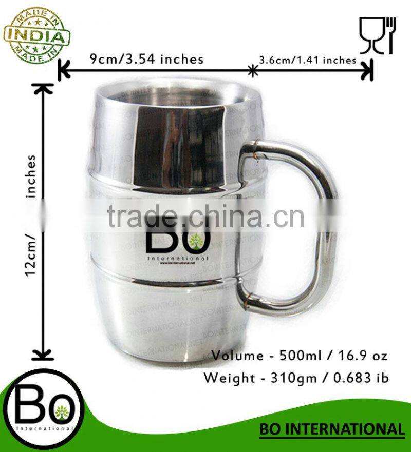 Stainless Steel Insulated Double Wall Beer Mug Man Mug In Stock 500 ml