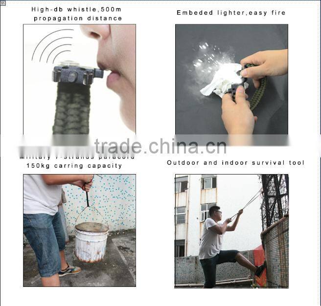 Paracord Survival Bracelet with a 350LB Parachute Cord, Fire Starter, Embedded Compass, Flint, Emergency Knife & Whistle