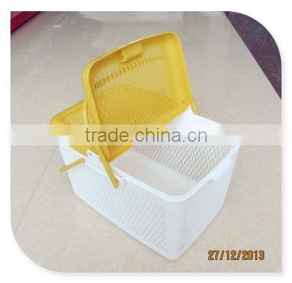 Plastic Storage Hamper Square Laundry Basket with Lid and handle