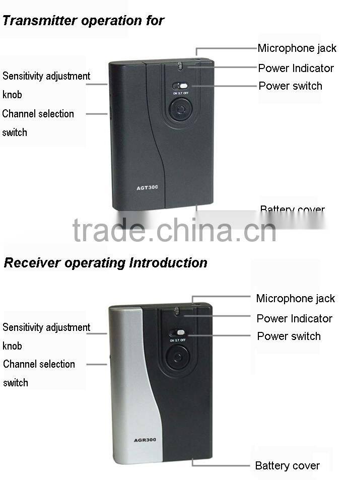 AG300 YUMO batteries Wireless Simultaneous interpretation system Tour Guide System