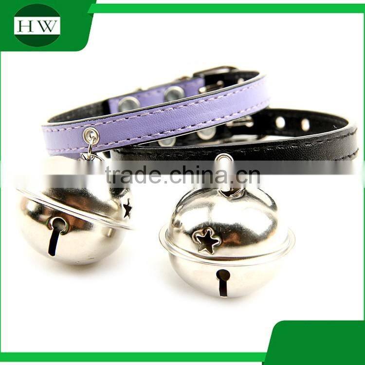 Custom dog cat pet PU leather collars leashes with bell for sale free sample