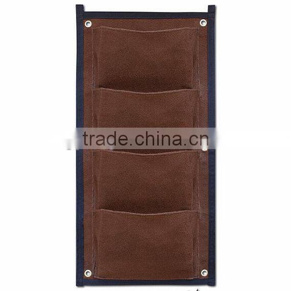 4 Pocket Vertical Wall Garden Plant Wall-mounted,Brown Vertical Garden Pocket Planters