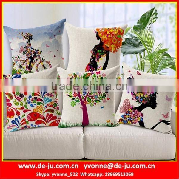 Fresh Landscape Girl Cover Fabric Cushion