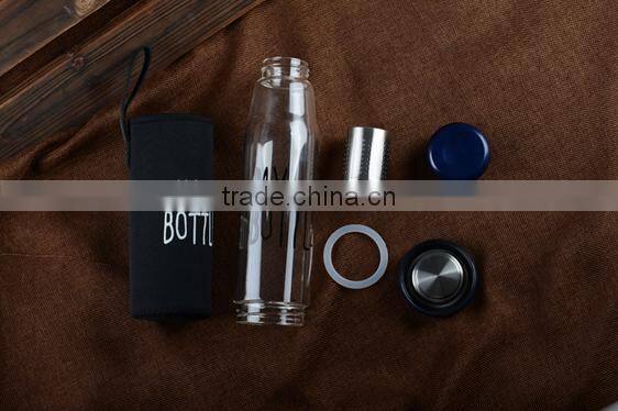 Promotional heat-resistant custom glass water bottle,custom design glass bottle,borosilicate water bottle