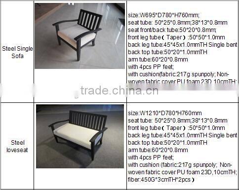 Stock outdoor steel furniture Dining Chair Dining table Bench Lounge Sofa seven items OVER STOCK CLOUSEOUT INVENTORY YT150411