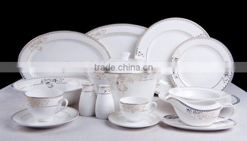 Fine Bone china New Bone china Porcelain Ceramic Silver&Golden design 36pcs Dinnerware opal 86pcs dinner set