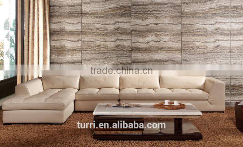 Elegant Luxurious Classica L shape leather sofa set