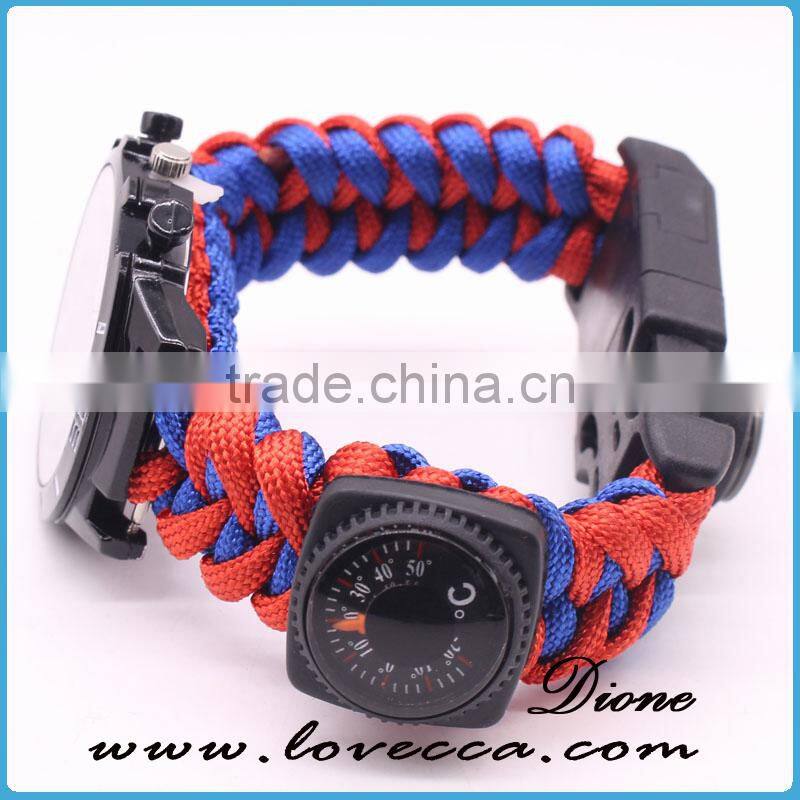 Emergency Paracord Outdoor Watch Bracelet with Fishing Kit Paracord Survival Watch
