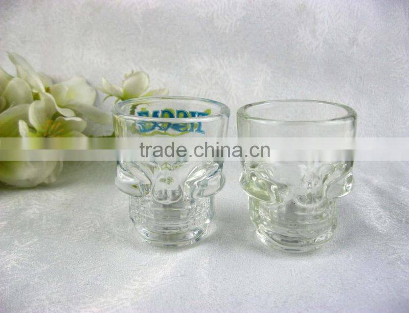 50ml colored round shaped skull shot wine glass / drinking glass