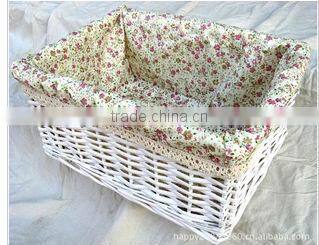 wholesale white wicker basket with handles
