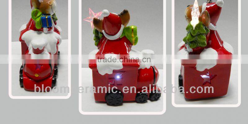Red ceramic outdoor christmas train decoration