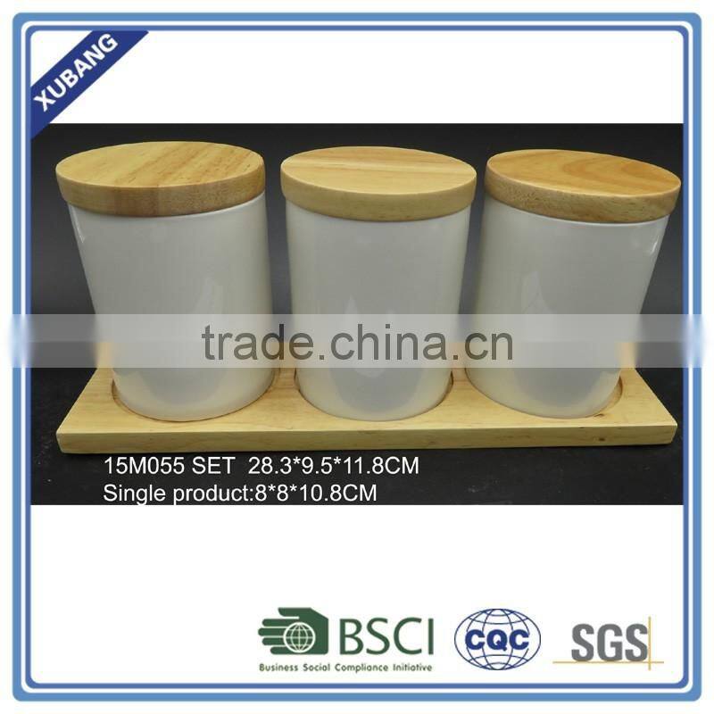 Heat Resistant White Ceramic Jar with bamboo lids
