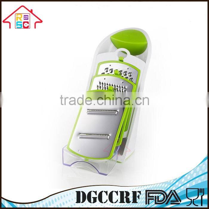 NBRSC Multi-Functional 3 in 1 Ergonomic Vegetable Grater and Container Cheese Slicer with Interchangeable Stainless Steel Blades