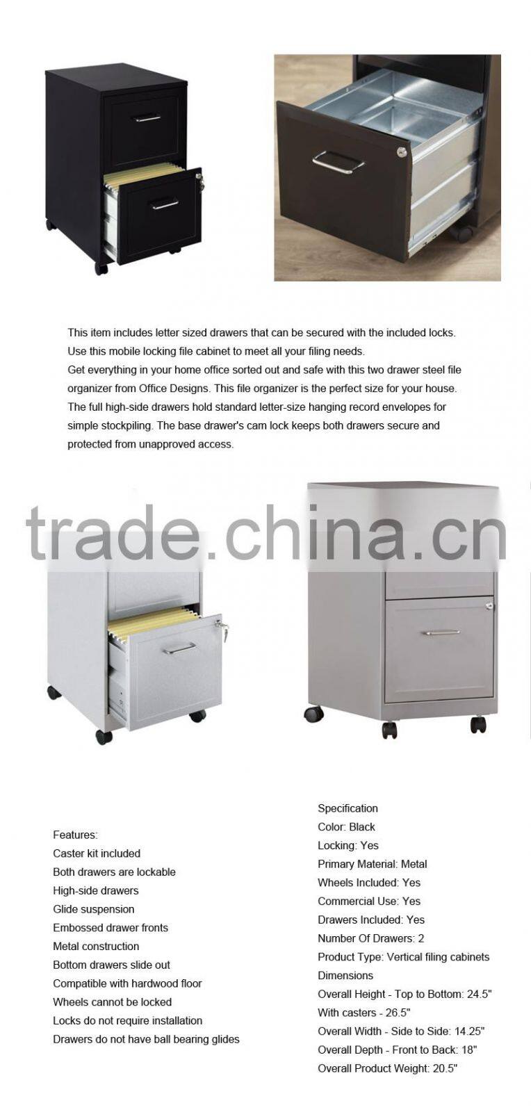 Mobile iron office filing cabinet