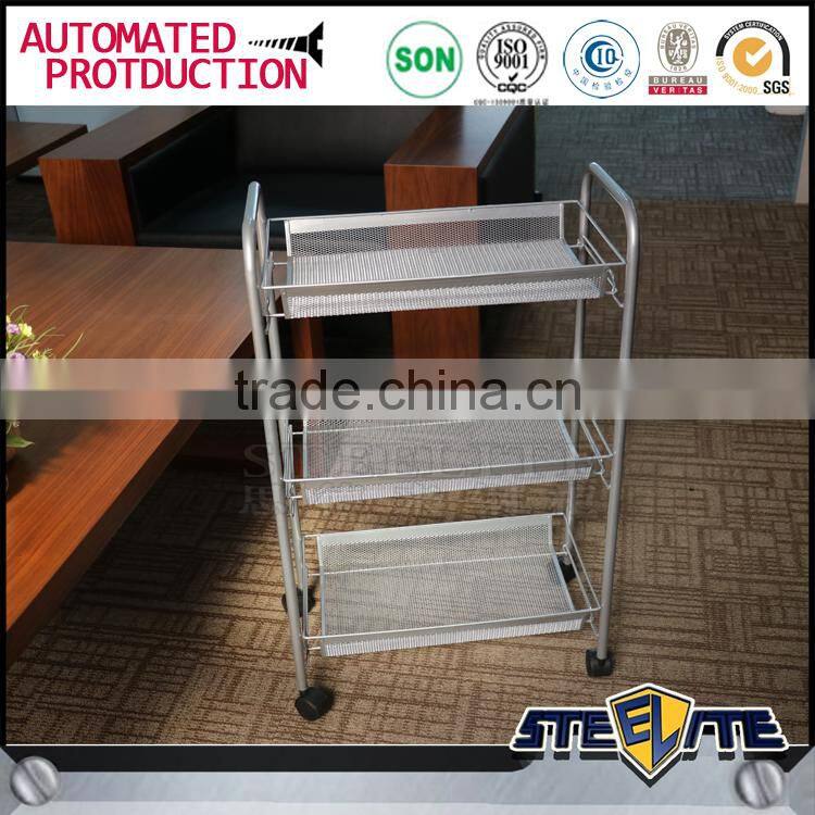 Cheap kitchen vegetable carts kitchen trolley with metal basket