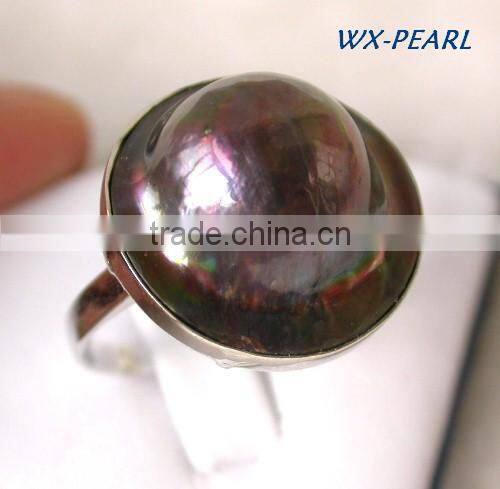 New design seawater pearl ring with diamond Tahitian Pearl Ring