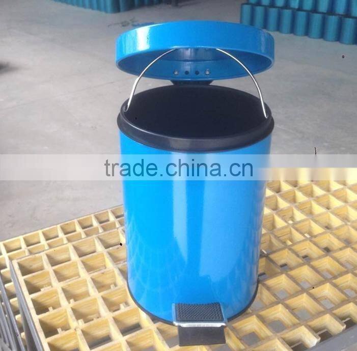blue color 410# stainless steel dustbin/trashcan with good quality