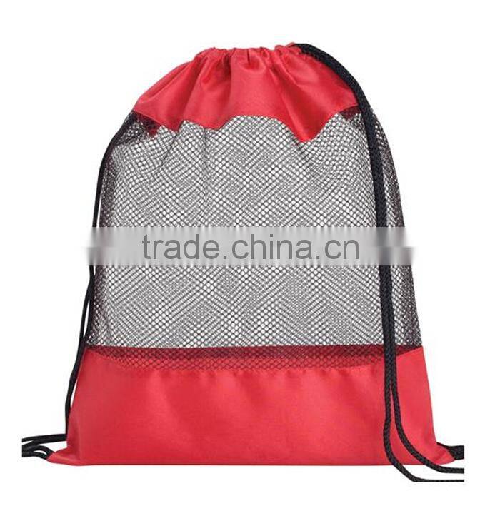 Quite Cool Black Promotional Polyester Foldable Waterproof Drawstring Backpack