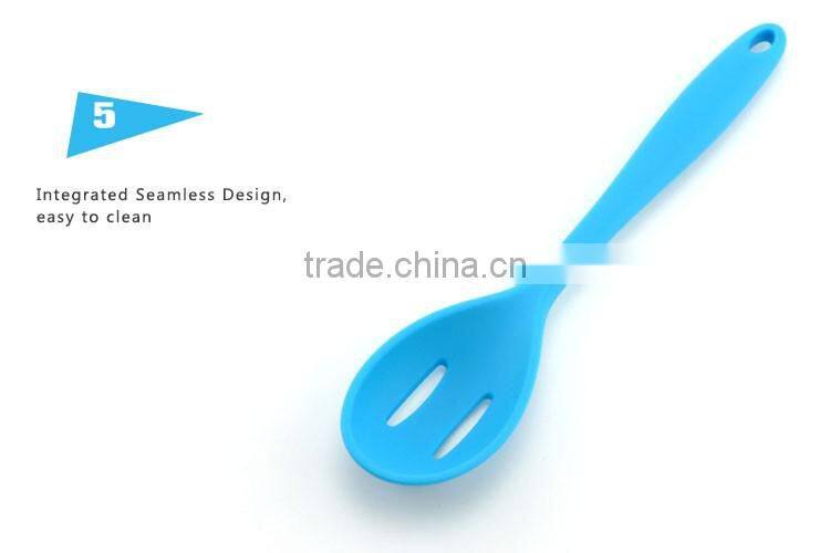 Integrated Seamless Design Silicone Handle Slotted Spoon