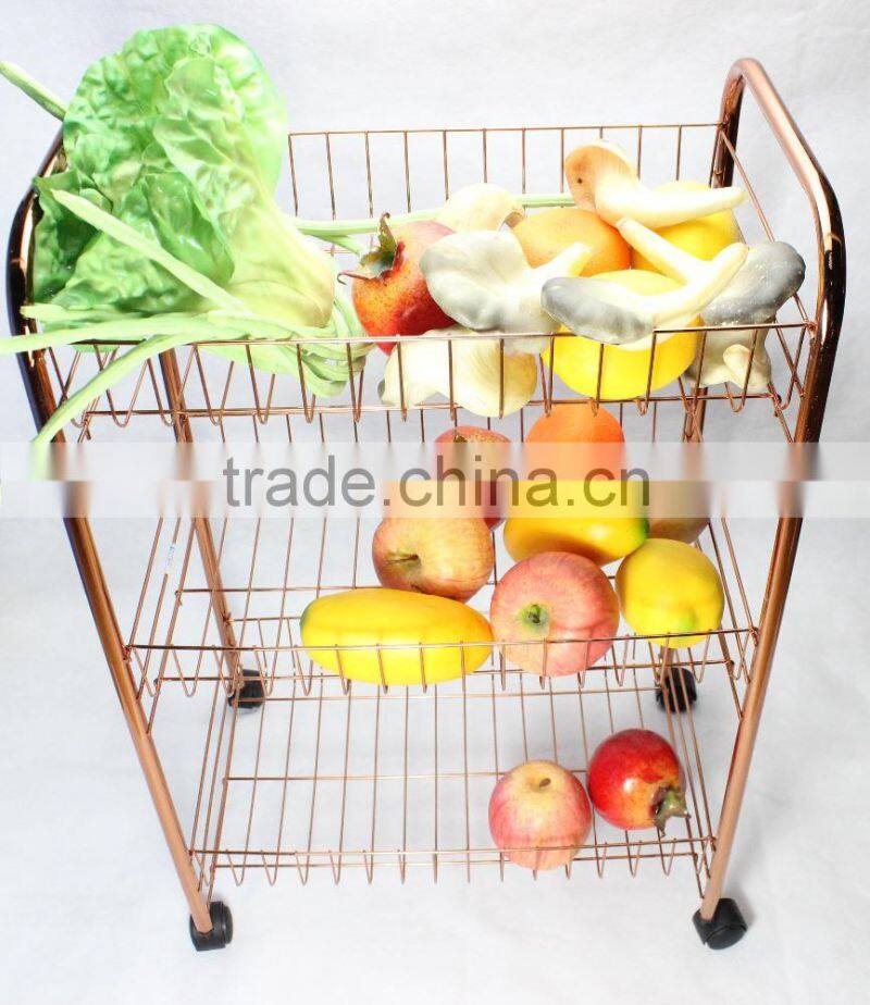 123-37 3-tier Metal Wire Storage Shelf with Wheels Storage Cart