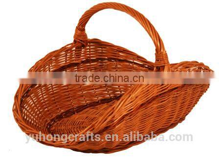 handmade traditional willow basket with carrying handle