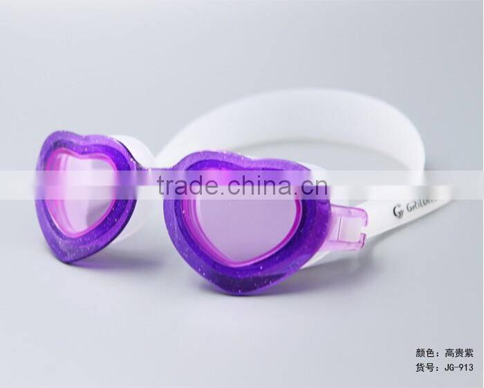 2016 Fashionable Heart Design Lens Swimming Goggles With Anti Fog