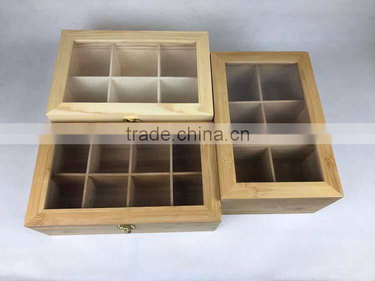 custom luxury finish bamboo/wooden tea box with 8 compartments