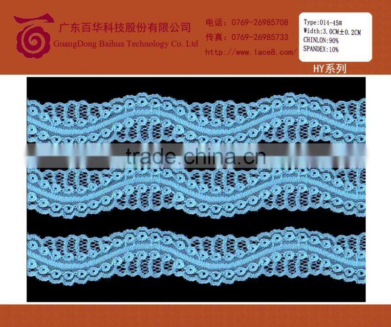 Wavy elegant tricot embroidered sex nylon lace trim fabric for lady's garments