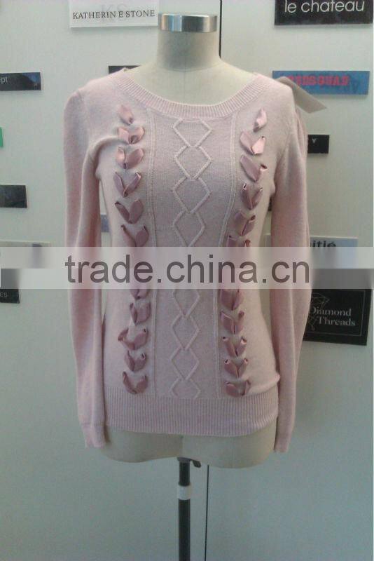 lady sweater fashion design wool garment cardigan long with silk